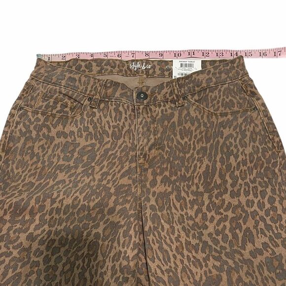 Style & Co Wild Puma Skinny Jeans Curvy Mid Rise Tummy Control Animal Print 6 - Picture 6 of 15